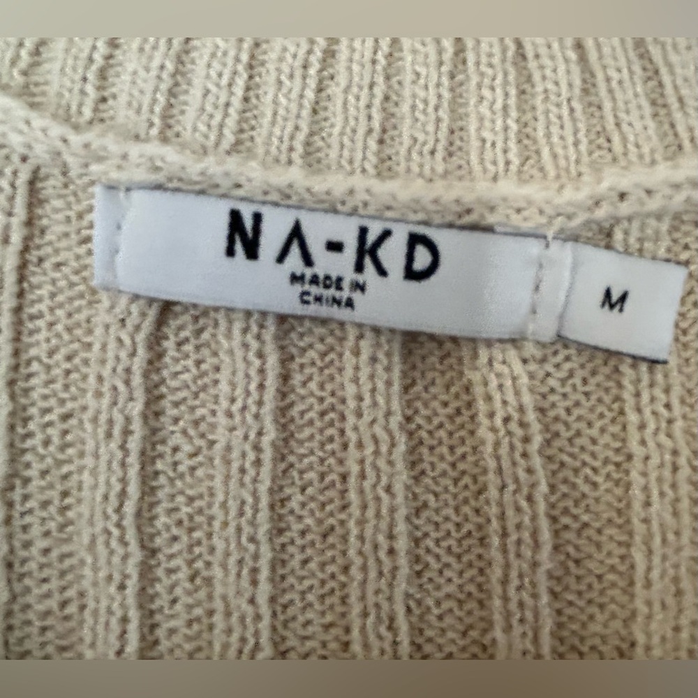 Na-kd Ribbed Knit Beige Sweater Tank Dress - Picture 3 of 10